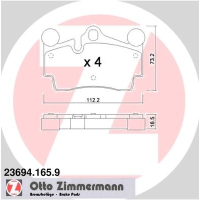 ZIMMERMANN Sada brzdových platničiek kotúčovej brzdy 236941659
