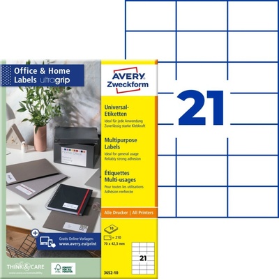Avery Zweckform 3652-10 Samolepící etikety 70x42,3 mm 210 ks bílá