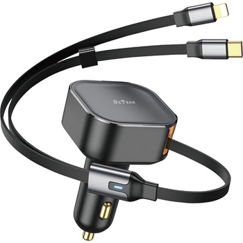 DeTech Зарядно за кола DeTech DE-C53, Type-C, Lightning Cable, 30W, Black - 40519 (DE-40519)