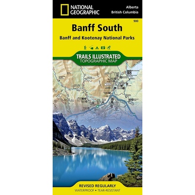 Banff South Banff and Kootenay národní park Alberta turistická mapa GPS komp