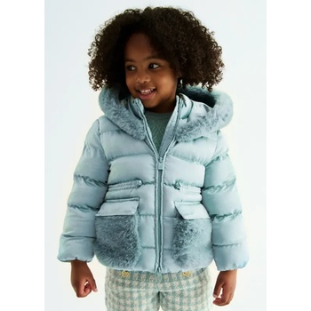 Abel & Lula Зимно яке с качулка за момиче в цвят аква с плюшени детайли Abel&Lula