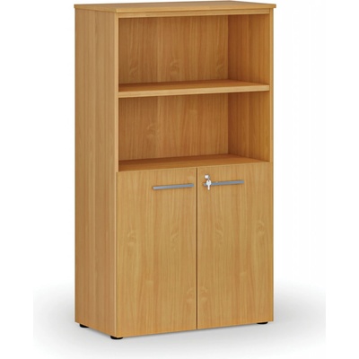 Primo Kombinovaná kancelárska skriňa WOOD, dvere na 2 poschodia, 1434 x 800 x 420 mm, buk