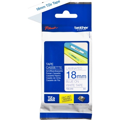 Páska do tiskárny štítků Brother TZ-243, 18mm, modrý/bílý, O