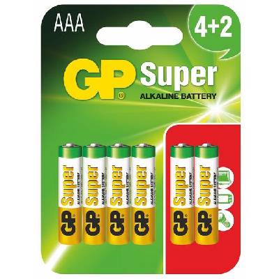 Алкална батерия gp super lr03 aaa / 4+2 бр. в опаковка 1.5v gp-ba-24a21-sbv6 (gp-ba-24a21-sbv6)