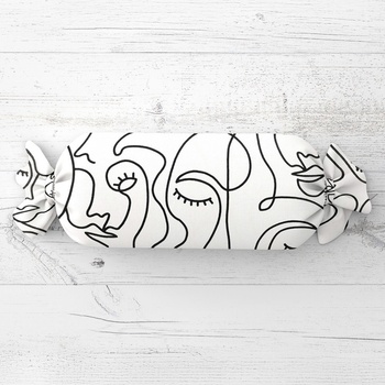 Biante Vankúš valec bonbon Sandra SA-570 Abstraktné tváre na bielom 15x80