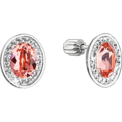 Evolution Group strieborné náušnice kôstky so Swarovski kryštálmi oranžový oválik 31304.3