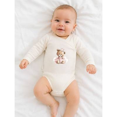 Detské body prekladacie TEDDY PRINCESS s dlhým rukávom Béžová