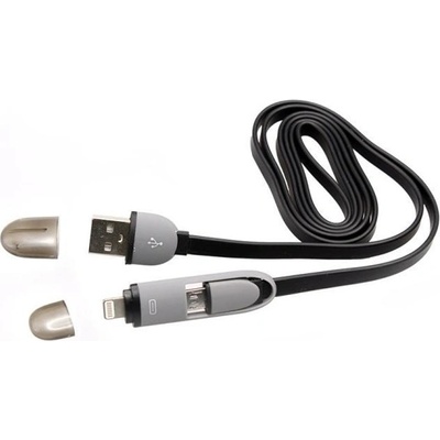 SBOX Кабел Sbox USB 2IN1W, от USB A(м) към microUSB Type B(м) и Lightning(м), 1.0м, черен (USB 2IN1B)