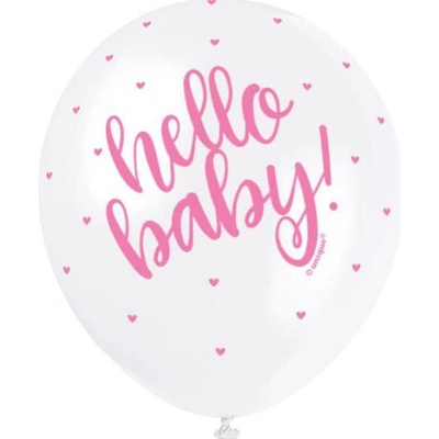 Qualatex Balónik pastel 30 cm potlač "Hello baby" ružový