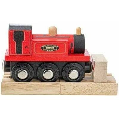 Bigjigs Rail Dřevěná lokomotiva teriér červená