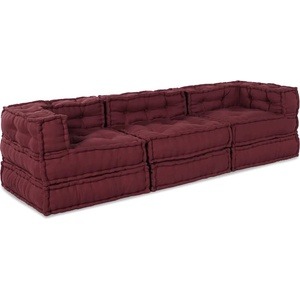 vidaXL Модулен диван Текстил Тъмен червен 210 x 70 x 56 см (3315072)