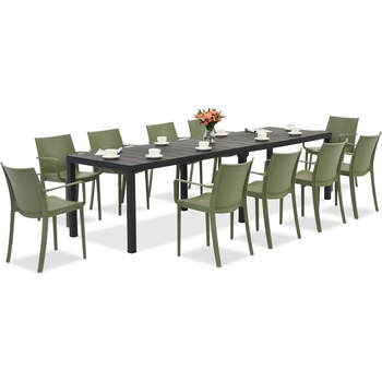 BICA King Double/Victoria антрацитно зелен комплект градински мебели за 10 души Bica (BC439ANT-10xBC351ZIE)