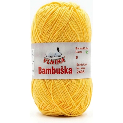 Pletací / háčkovací příze Vlnika BAMBUŠKA 06 žlutá, klasická, bambusová, 50g/205m