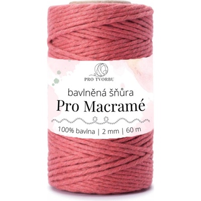 bavlněná šňůra Pro Macramé – STANDARD COTTON 2mm / 50 m - malinová