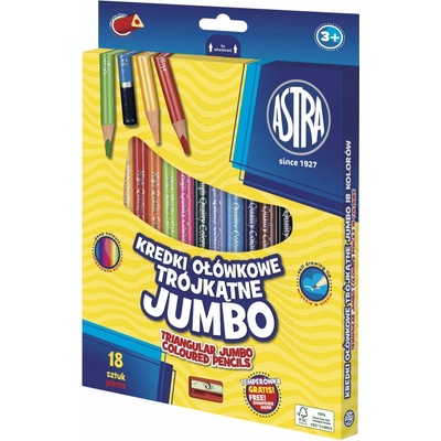 Astra Jumbo pastelky trojúhelníkové + ořezávátko 312 023 003 18 barev