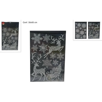 MAKRO Vianočná samolepka na okno dekor snehové vločky 2 druhy