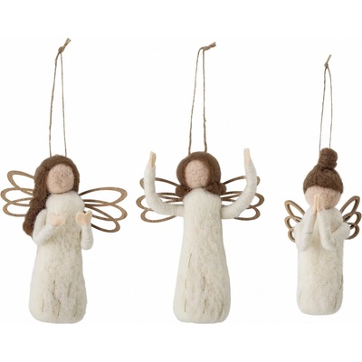 Bloomingville Vánoční ozdoba Pavla White set 3 ks béžová barva bílá barva textil