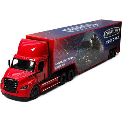 Kinsmart Детска играчка Kinsmart - Метален камион Freightliner eCascadia с контейнер, 1: 62, червен (55066)