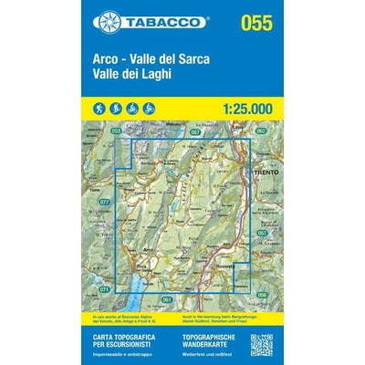 Valle del Sarca, Arco, Riva del Garda (Tabacco - 055) - turistická mapa | knihynahory.cz