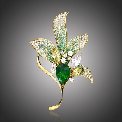 Éternelle exkluzivní brož Swarovski Elements Audrey orchidej B2152 zelená