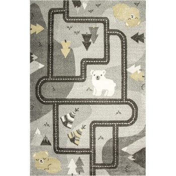 Nej-koberce Lima F498A uličky / plyšové medvede svetlosivý / krémový