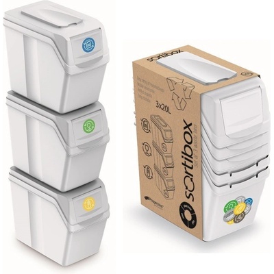 Sortibox Kôš na triedený odpad I 3x20l biela