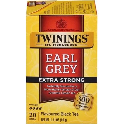 TWININGS černý čaj EARL GREY EXTRA STRONG 20 sáčků 40 g
