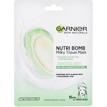 Garnier Skin Naturals Milky Tissue Mask Textilná pleťová maska s mandľovým mliekom 32 g