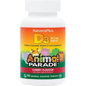 Animal Parade Vitamin D for Kids 12.5 mcg [90 Дъвчащи таблетки] Череша