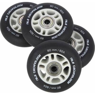 Nils Extreme Kolečka PU 80x24 82A Matná černá (4 ks) + ABEC-9 (8 ks)