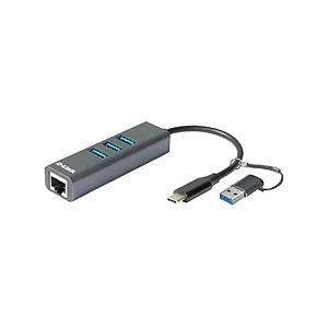 D-Link USB-C/USB to Gigabit Ethernet Adapter with 3 USB 3.0 Ports (DUB-2332)