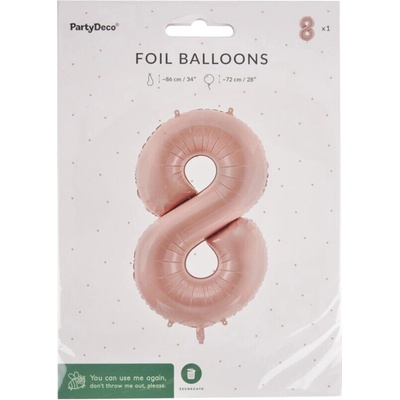 PartyDeco Balónek fóliový číslo 8 béžový 72cm