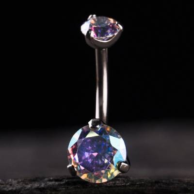 CryptoEshop Titanový piercing do pupíku Boston s Duhovým efektem 1,6 mm 10 mm W01-10