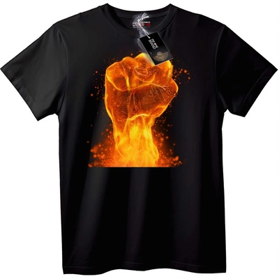 NOONEBRAND Тениска Огнен юмрук - M, Black