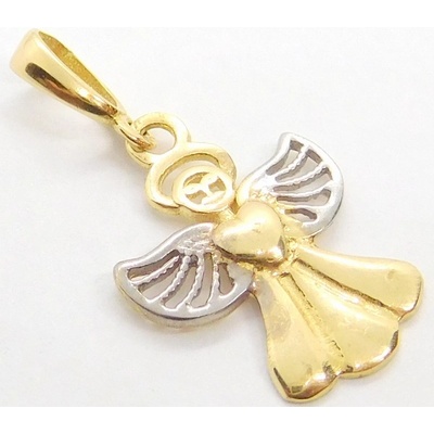 Klenoty Budín Gravírovaný zlatý andělíček z bílého a žlutého zlata HK3246