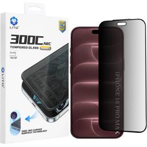 LITO Поверителен стъклен протектор Lito D+ Max Privacy 300C - iPhone 18 Pro Max - Черен