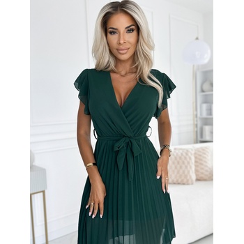 Numoco Шифонена рокля с деколте и волани - зелена Numoco numoco | Zelen | ЖЕНИ | ЕДИН РАЗМЕР