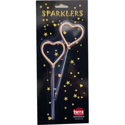 Prskavky ve tvaru srdce zlaté srdíčka 2 ks / 16,5 cm Valentýn Svatba YIWU1 EP-8010-G