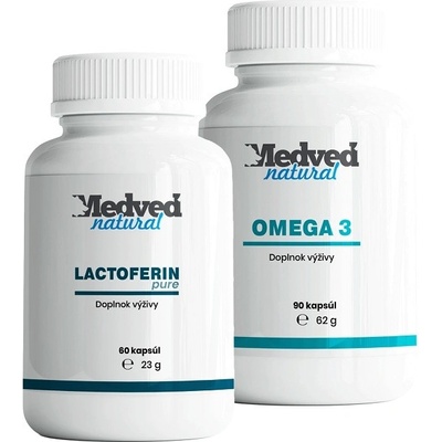 Medveď Natural LACTOFERIN pure 60 kapsúl + Medveď natural Omega 3 90 kapsúl