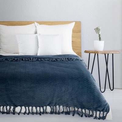 Takoy Deka typu flano EMMA s reliéfním vzorem a ozdobnými třásněmi-HF-461657 | 150 x 200 cm