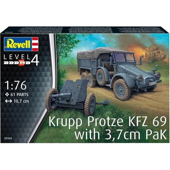 Revell Сглобяем модел, Revell, Krupp Protze KFZ 69 with 3, 7cm Pak, 61 части