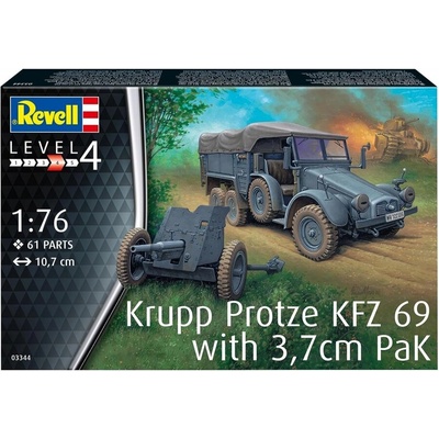 Revell Сглобяем модел, Revell, Krupp Protze KFZ 69 with 3, 7cm Pak, 61 части