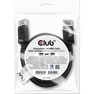 Club 3D Кабел Club 3D - CAC-2068 (DisplayPort 1.4, M/M, 28AWG, HBR3, VESA сертифициран, 8K60Hz, 2 m) (CAC-2068)