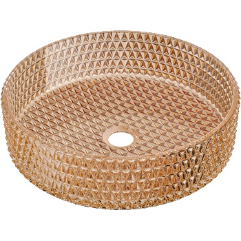 Mexen Aura стъклена умивалник за монтаж върху плот 39 x 39 см, розово злато - 24013968 (24013968)