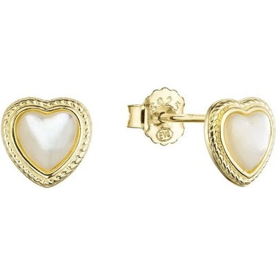Evolution Group Pozlátené srdiečkové náušnice s perleťou 11433.1