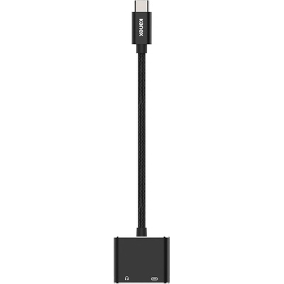 Kanex Пасивен адаптер USB-C към 3.5 мм. аудио изход и USB-C изход (черен) - Kanex DuraBraid USB-C to 3.5mm Headphone Jack Adapter & Charging (K169-1525-AUXPD)