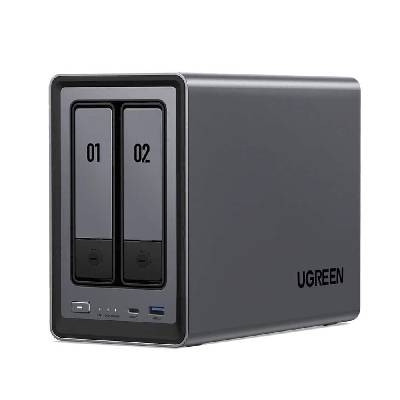 Мрежови диск (NAS) Ugreen NASync DXP2800 (Нарушена опаковка), четириядрен Intel N100 0.8/3.4GHz, без твърд диск (2x SATA 6Gb/s), 8GB DDR5, 1x 2.5GbE, 1x USB 3.2 Type-C, 1x USB 3.2 Type-A