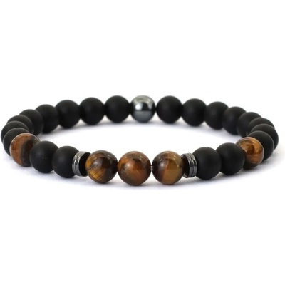 Daniel Dawson pánský náramek Santo Tygří Oko Hematit Onyx NR2198 Hnědá