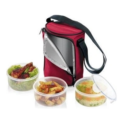 Tescoma FRESHBOX Nosič jedla, s 3 dózami 1,5l, bordeaux 892211.00
