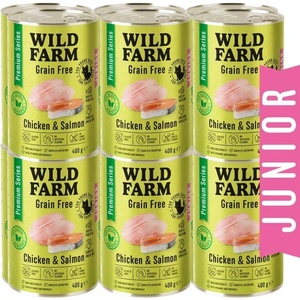 WILD FARM Premium Grain Free Chicken and Salmon Junior 12x400g - беззърнена храна за котенца